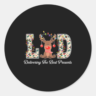 L&d Delivering The Nurse Reindeer Christmas Classic Round Sticker