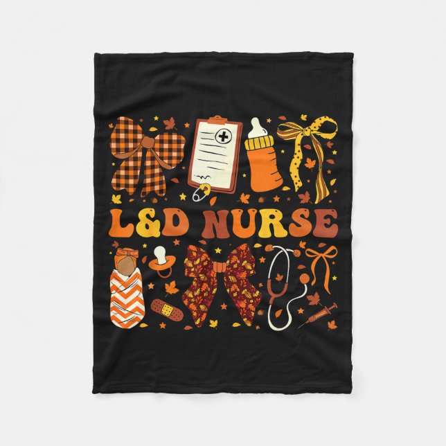 L&amp;d Nurse Fall Autumn Coquette Labor Delivery  Fleece Blanket (Front)