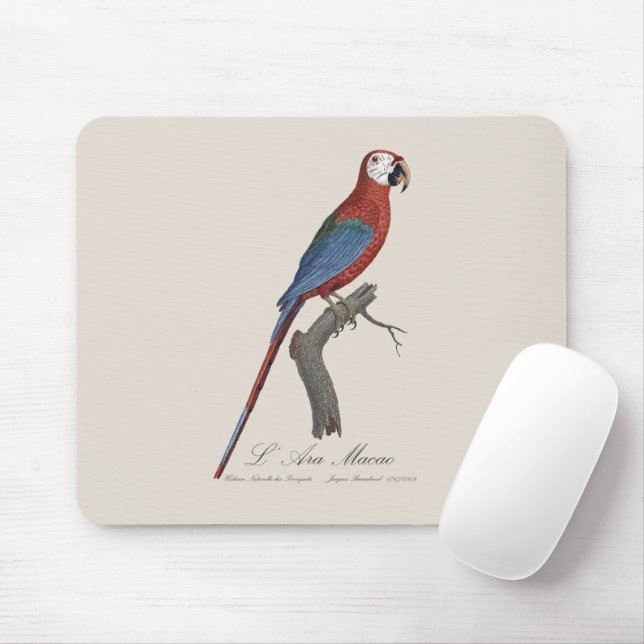 L' Ara Macao / Red and green Macaw  Mouse Mat (With Mouse)