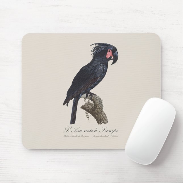 L' Ara Noir a Trompe / Palm Cockatoo  Mouse Mat (With Mouse)