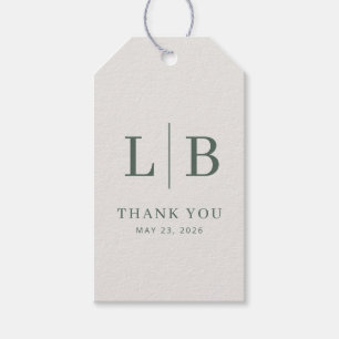 L B Gratitude Olive Serif Gift Tags