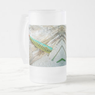 L Cooper Goo Goo Eyes Antique Fishing Lure Frosted Glass Beer Mug