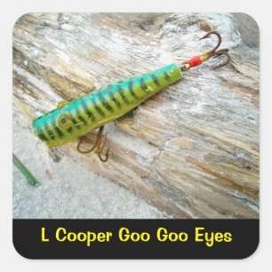 L Cooper Goo Goo Eyes Antique Fishing Lure Square Sticker