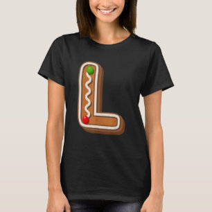 L Cutest Capital Christmas Cookie Alphabet Letter  T-Shirt