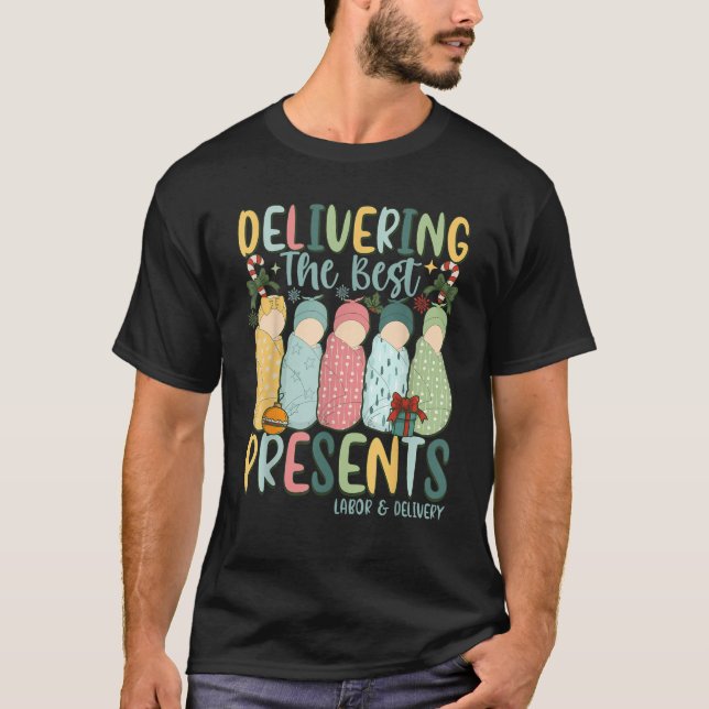 L D Nurse Christmas OB labour and delivery nurse C T-Shirt (Front)