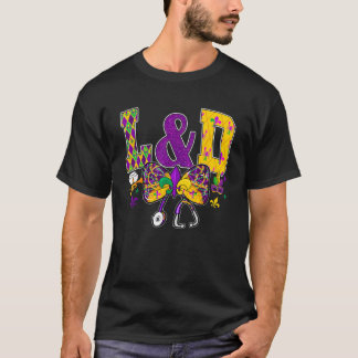 L D Nurse Mardi Gras Coquette Bow Funny Men Women  T-Shirt