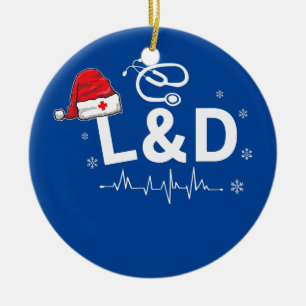 L D Nurse Nursing Santa Hat Christmas Xmas Ceramic Tree Decoration