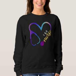 L&d Nurse Watercol Glitter Love Heart Stethoscope Sweatshirt