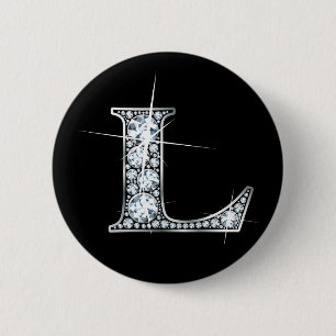 "L" Diamond Bling Button