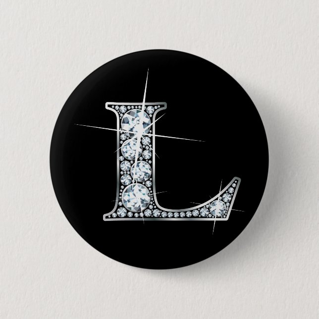 "L" Diamond Bling Button (Front)
