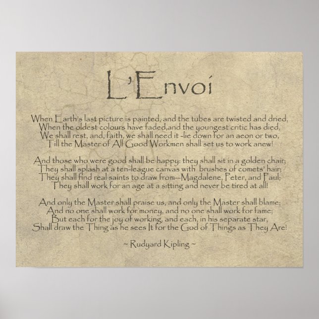 L' Envoi Poem by Rudyard Kipling Poster (Front)