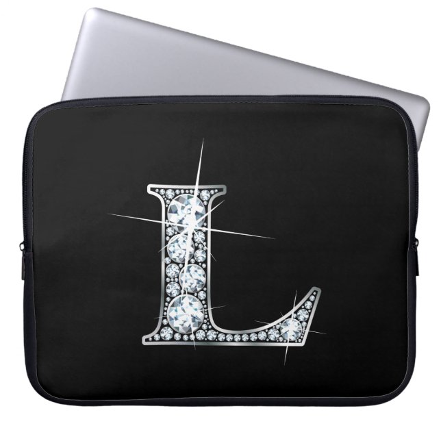 L Faux-"Diamond" Monogram Laptop Sleeve (Front)