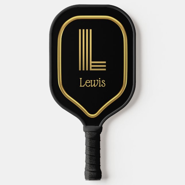 L Gold Initial Pickleball Paddle (Front)
