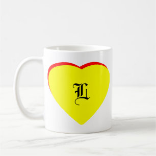 "L" Heart Yellow Red Wedding Invitation The MUSEUM Coffee Mug