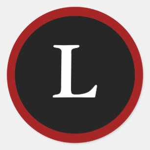 L : Initial L Letter L Red, White & Black Sticker