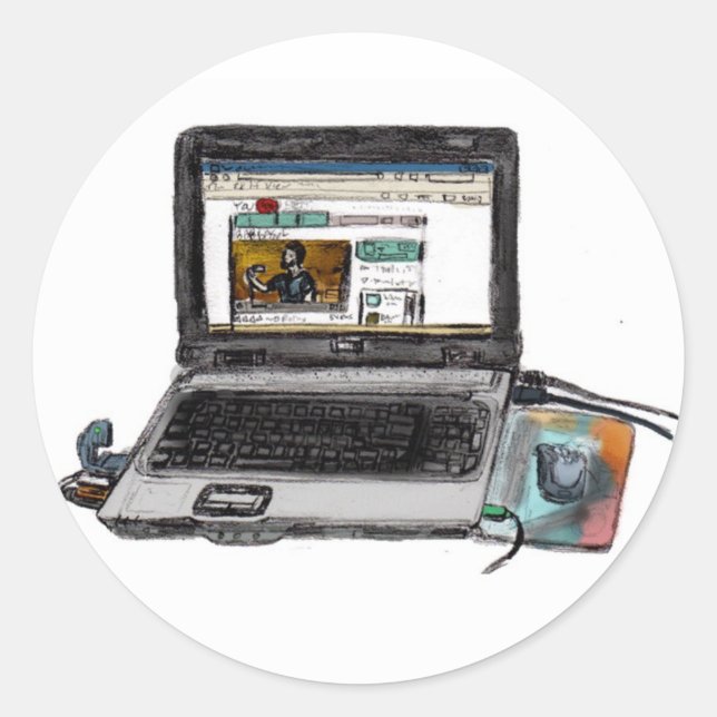 L is for Laptop Classic Round Sticker (Front)