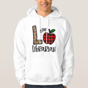 L Is For Librarian Leopard Plaid Funny School Libr Hoodie