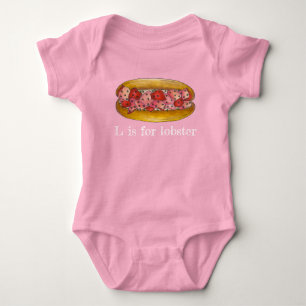 L is for Lobster Maine Seafood Sandwich Roll Food Baby Bodysuit