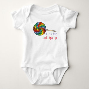 L is for Lollipop Rainbow Candy Lolly Sweet Letter Baby Bodysuit