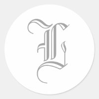 L Letter Monogram Sticker Grey Old English