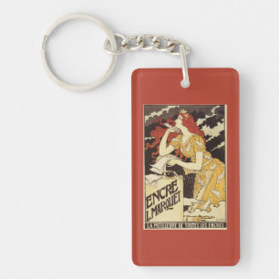 L. Marquet Ink Red-Headed Woman & Harp Key Ring