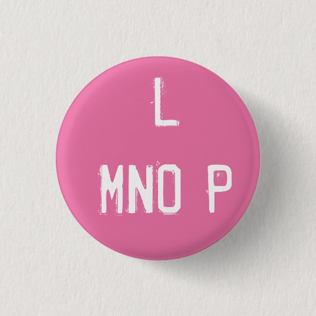 'L MNOP' Alphabet Collectable (#12) 3 Cm Round Badge (Front)