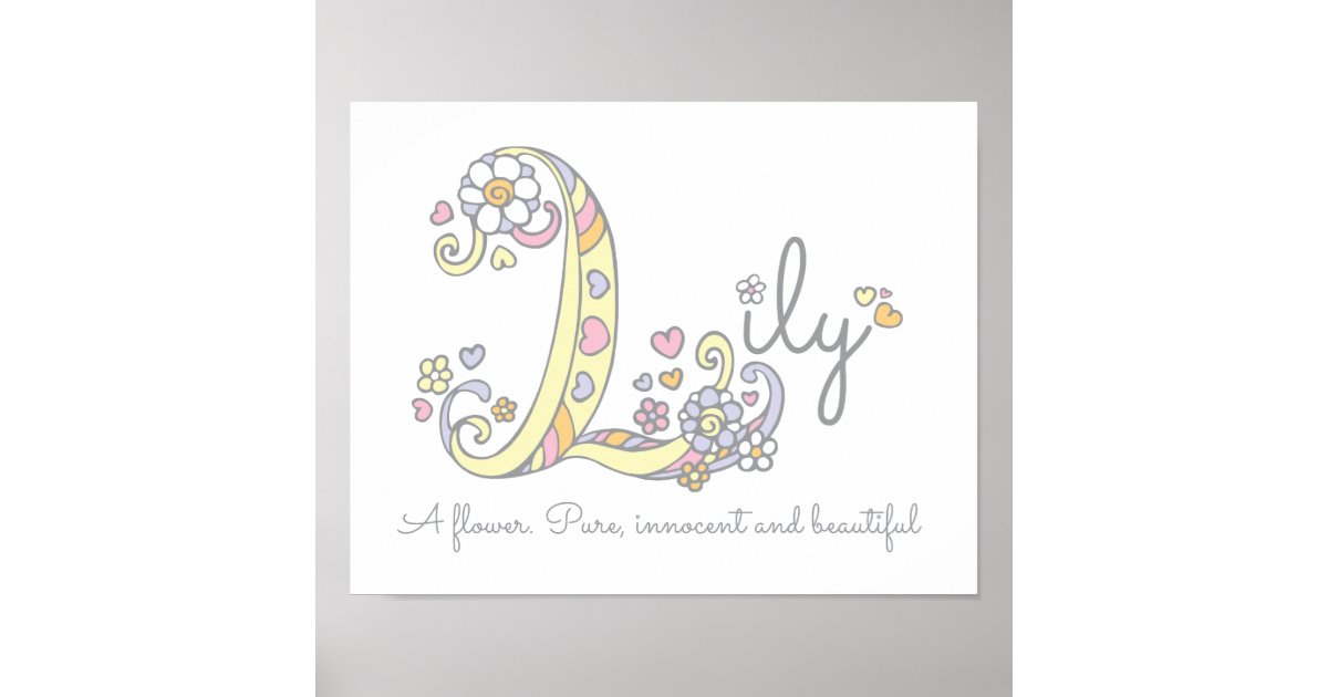 L monogram art Lily girls name meaning poster Zazzle