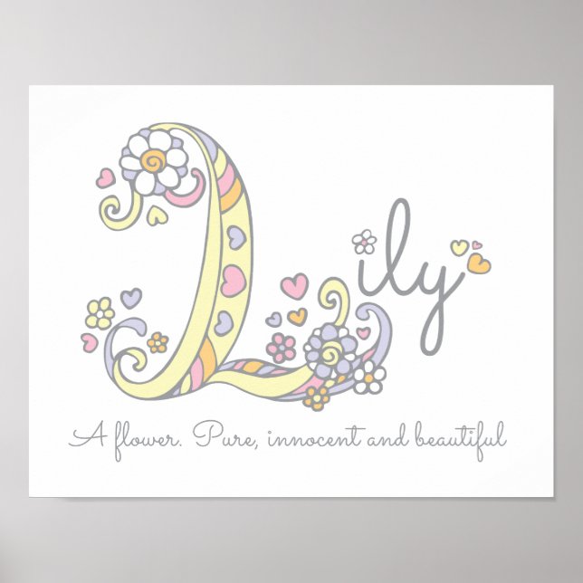 L monogram art Lily girls name meaning poster (Front)
