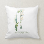 L Monogram Elegant Gold Greenery Family Name Cushion<br><div class="desc">Gold glitter leaves greenery elegant monogram pillow for your greenhouse,  living room,  or as a special party accent</div>