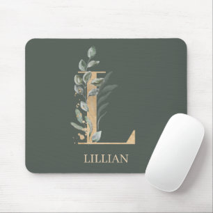 L Monogram Floral Personalised Mouse Mat