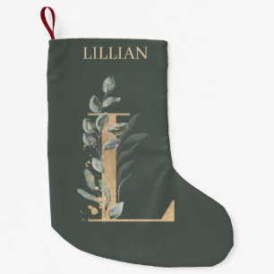 L Monogram Floral Personalised Small Christmas Stocking