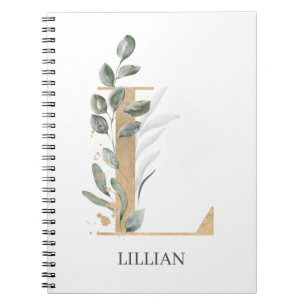 L Monogram Floral Personalized Notebook