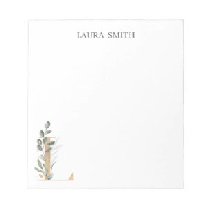 L Monogram Floral Personalized Notepad