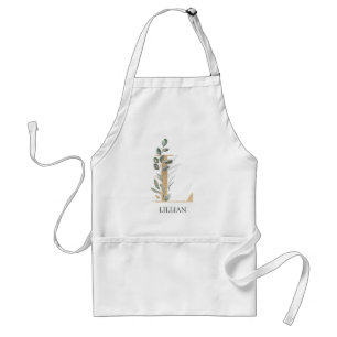 L Monogram Floral Personalized Standard Apron