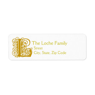 L Monogram "Gold Lace" design Address Lables