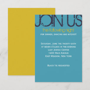 L Monogram Initial Bar Bat Mitzvah Party Card