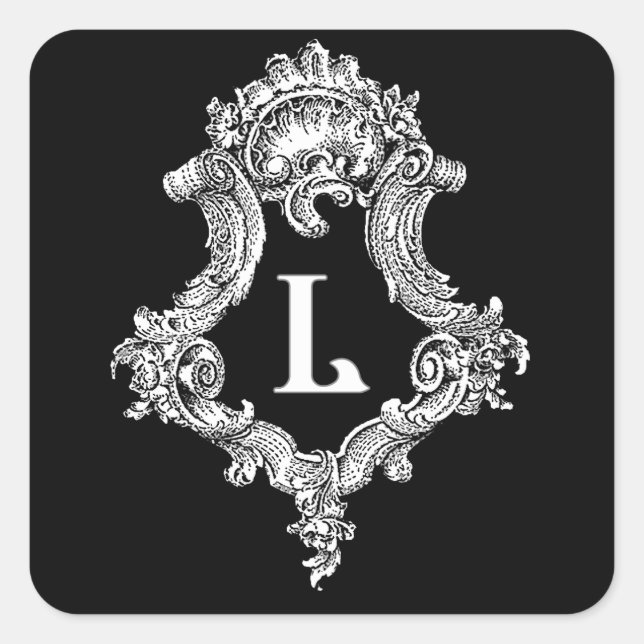 L Monogram Initial Square Sticker (Front)