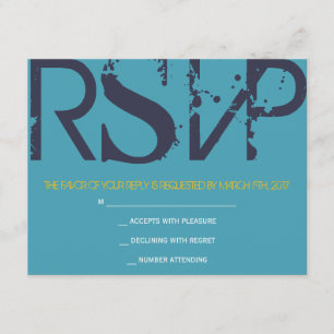 L Monogram Initials Bar Bat Mitzvah Reply Card