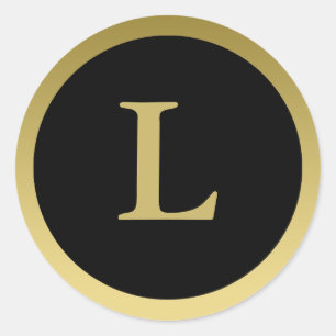 L :: Monogram L Elegant Gold and Black Stickers
