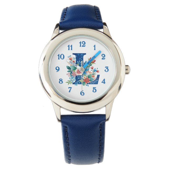 L Monogram ornate floral design Watch (Front)