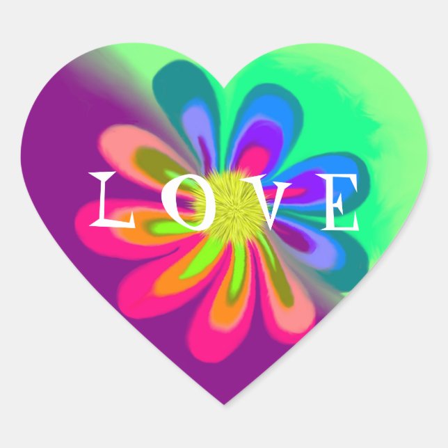 L O V E Flower Heart Sticker (Front)