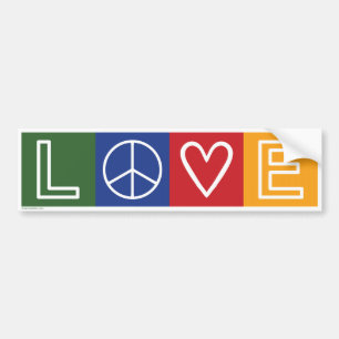 L-O-V-E -  Heart and Peace Sign Bumper Sticker