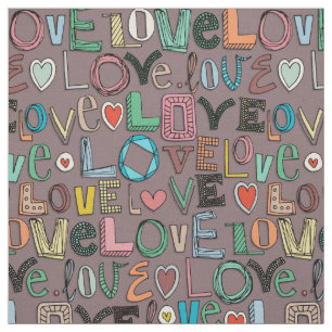 l o v e LOVE mocha Fabric
