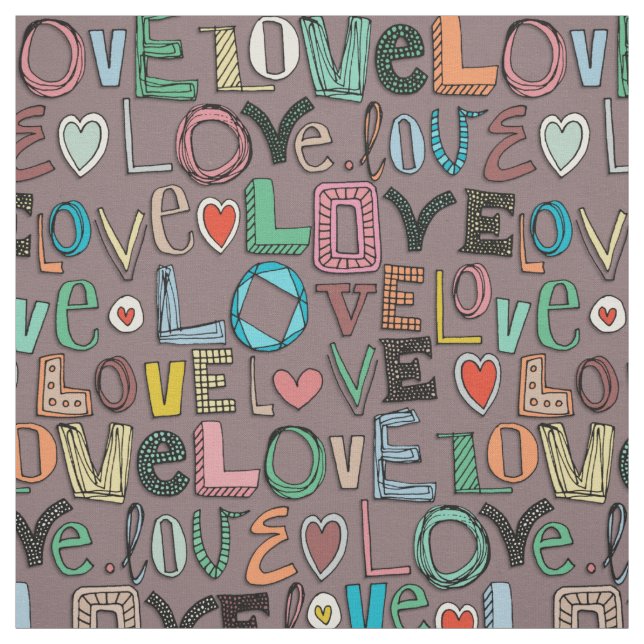 l o v e LOVE mocha Fabric (Swatch)