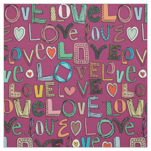 l o v e LOVE pink Fabric