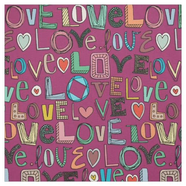 l o v e LOVE pink Fabric (Swatch)