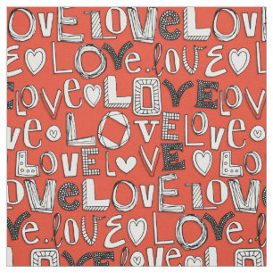 l o v e LOVE red Fabric