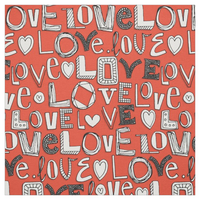 l o v e LOVE red Fabric (Swatch)