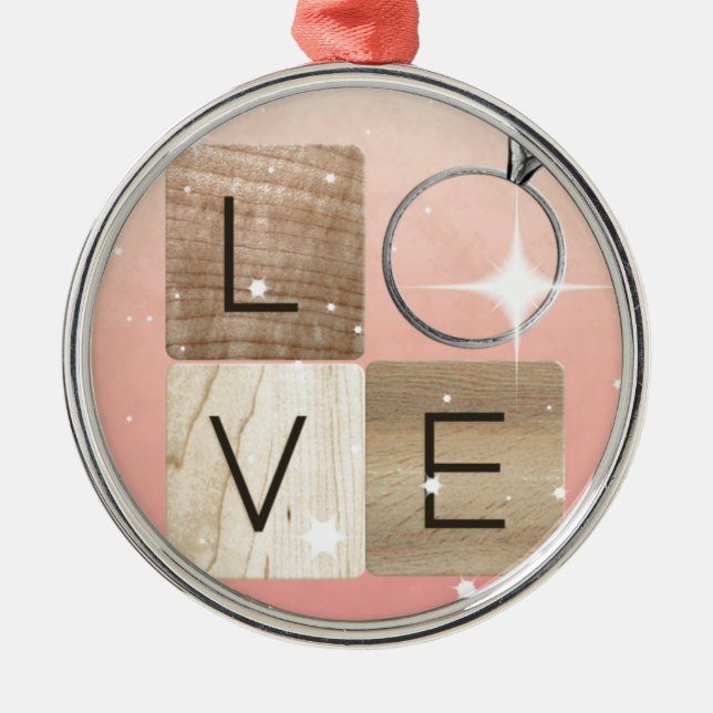 L-o-v-e Tiles Metal Tree Decoration (Front)