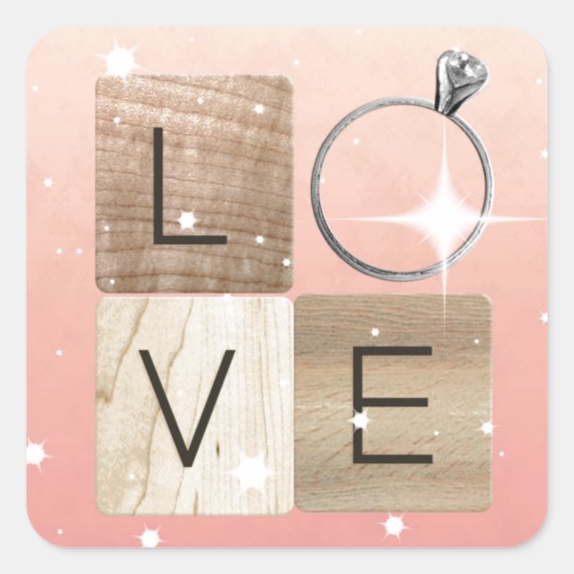 L-o-v-e Tiles Square Sticker (Front)